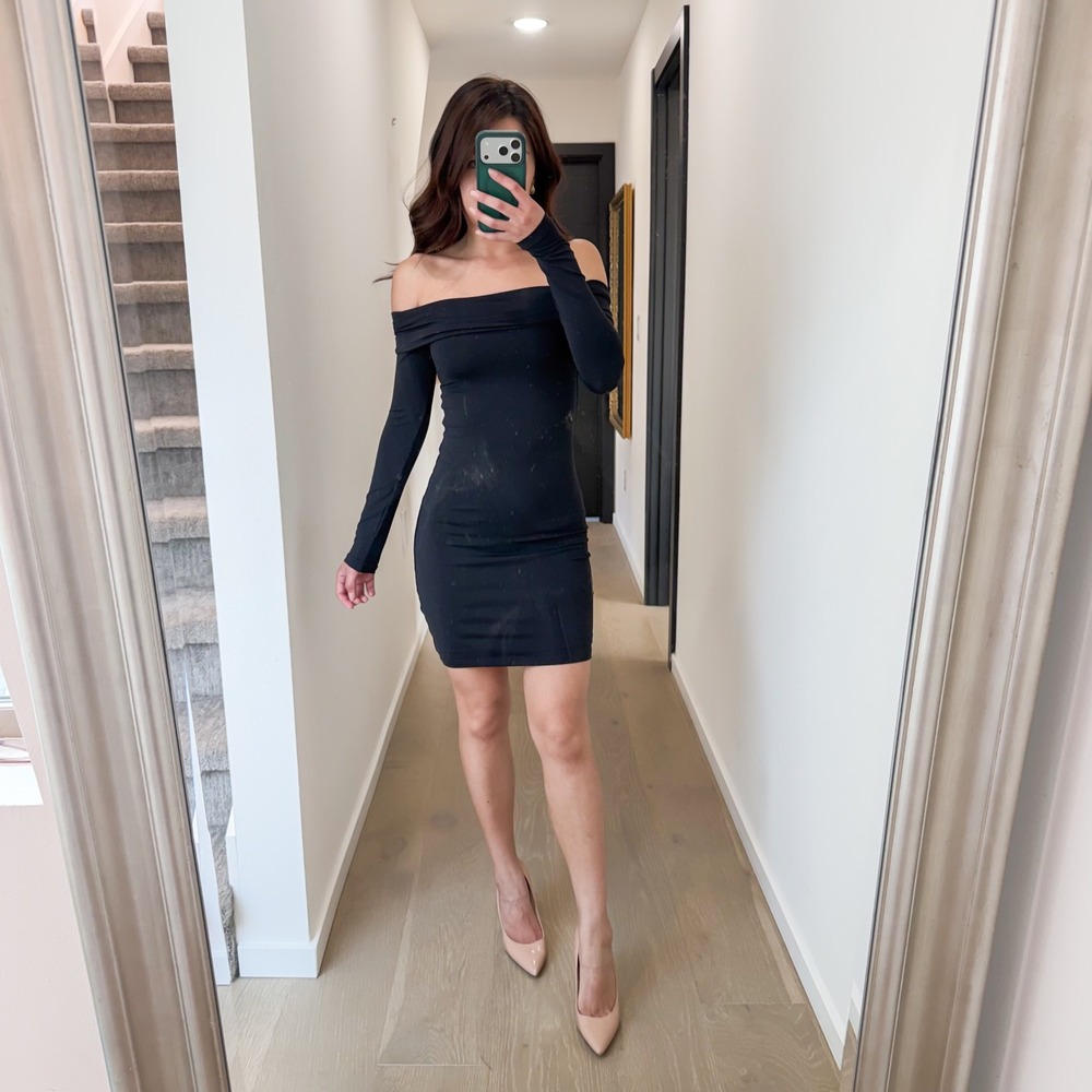 Aritzia Contour Party off Shoulder Boho Retro Preppy Old Money Mini Dress XXS - Picture 2 of 6